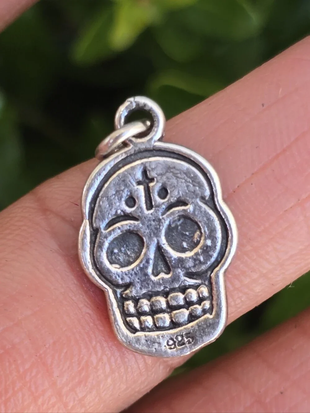 OOAK artisan handcrafted solid 925 sterling silver double sided skull pendant